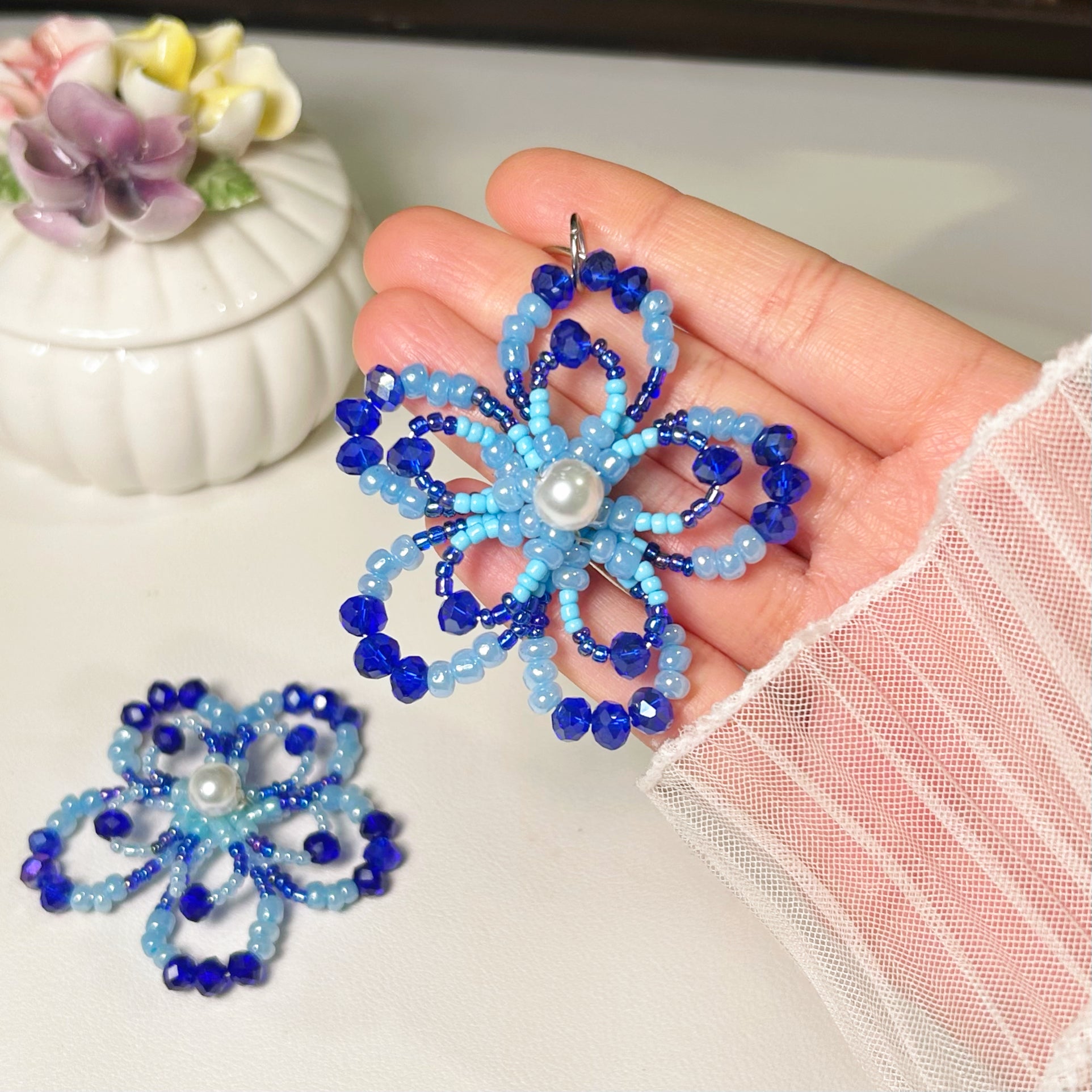 Beaded Flower keychain
