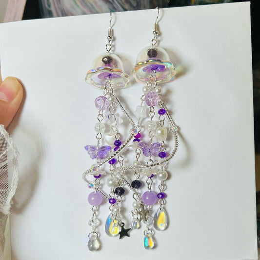 Purple Jellyfish Earrings